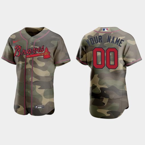 Custom Atlanta Braves 2021 National Armed Forces Day Flex Base Jersey Camo