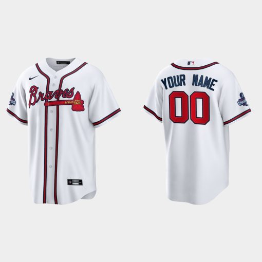 Custom Atlanta Braves 2021 World Series Champions Cool Base Jersey White