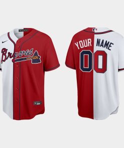 Custom Atlanta Braves 2021 World Series Champions Split Jersey Red White