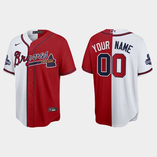 Custom Atlanta Braves 2021 World Series Champions Split Jersey Red White