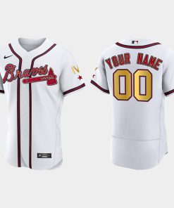Custom Atlanta Braves 2022 Gold Program White Braves 4-time World Series Champions Jersey
