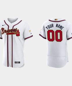 Custom Atlanta Braves 2022 Gold Program White Flex Base Jersey