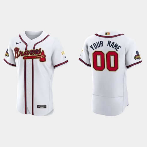 Custom Atlanta Braves 2022 Gold Program White Flex Base Jersey