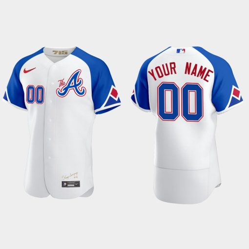 Custom Atlanta Braves City Connect Flex Base Jersey White