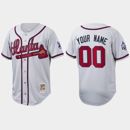 Custom Atlanta Braves Cooperstown Collection Flex Base Jersey White