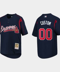 Custom Atlanta Braves Cooperstown Mesh Batting Practice Jersey Navy