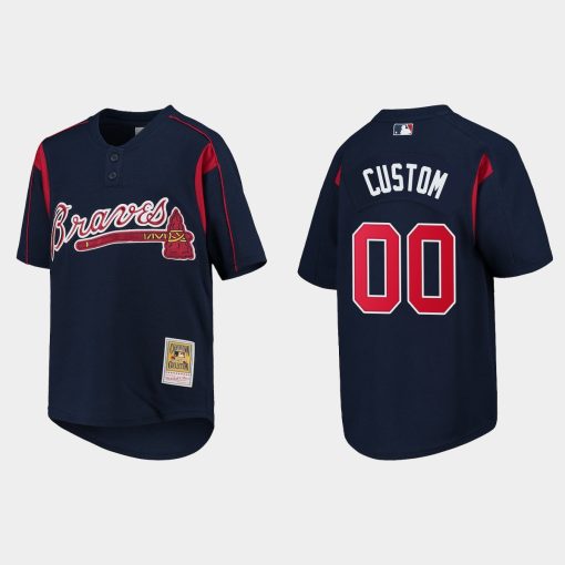 Custom Atlanta Braves Cooperstown Mesh Batting Practice Jersey Navy