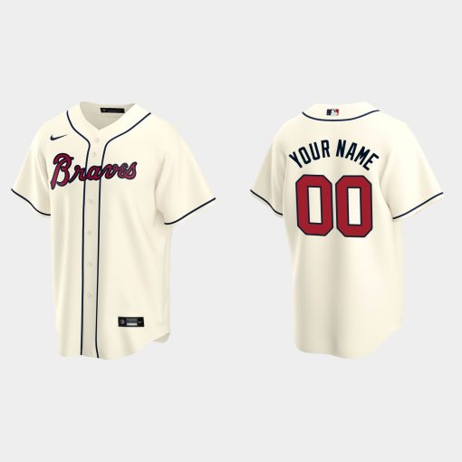 Custom Atlanta Braves Cream Cool Base Alternate Jersey - Heretro.com