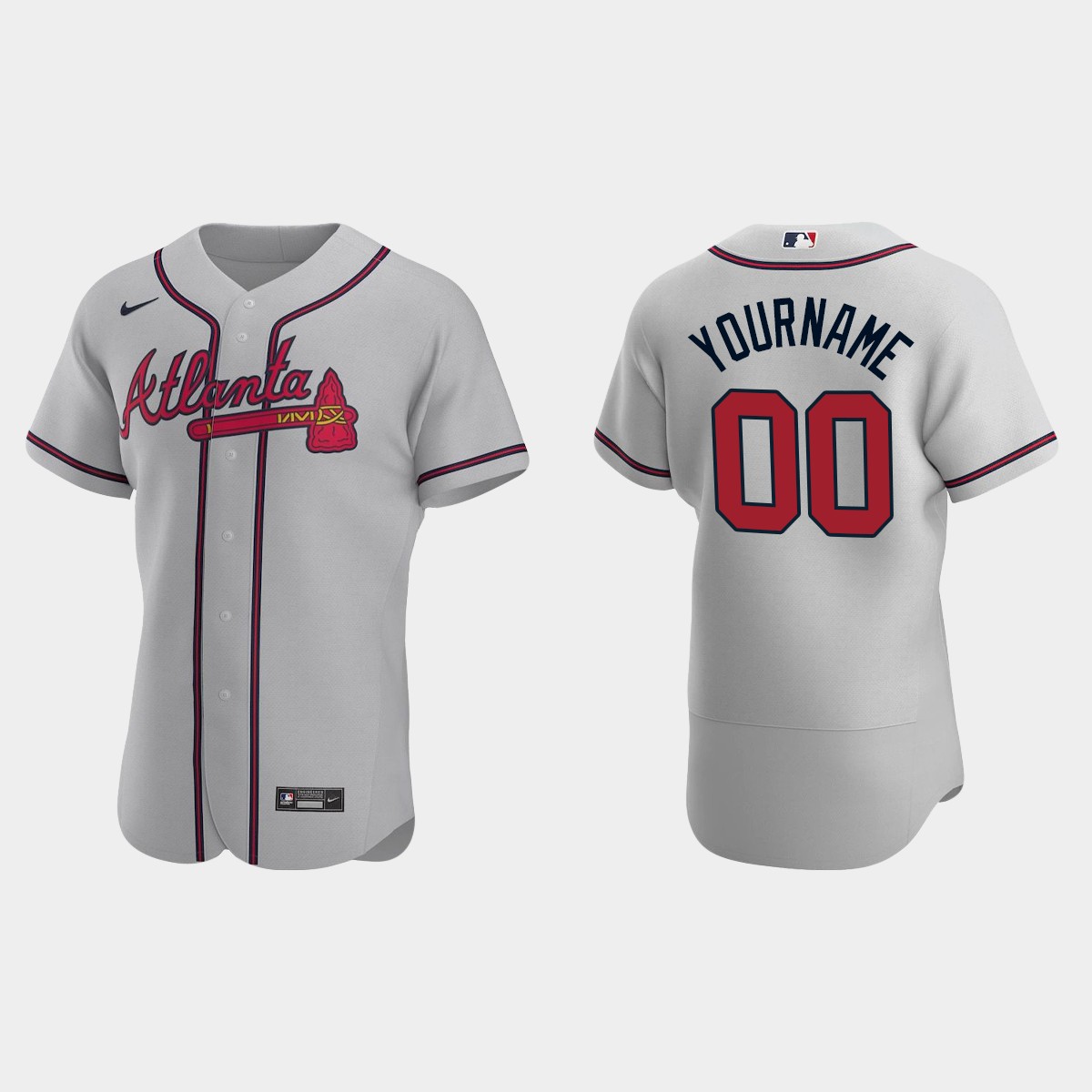 Custom Atlanta Braves Gray Flex Base 2020 Road Jersey - Heretro.com