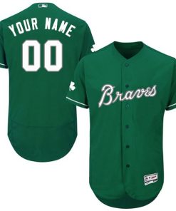 Custom Atlanta Braves Green Celtic Flexbase Collection Jersey