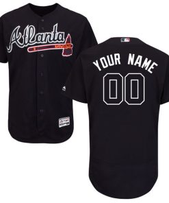 Custom Atlanta Braves Navy Blue Flexbase Collection Jersey