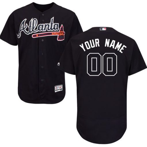 Custom Atlanta Braves Navy Blue Flexbase Collection Jersey