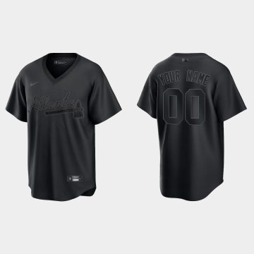 Custom Atlanta Braves Pitch Black Cool Base Jersey Black
