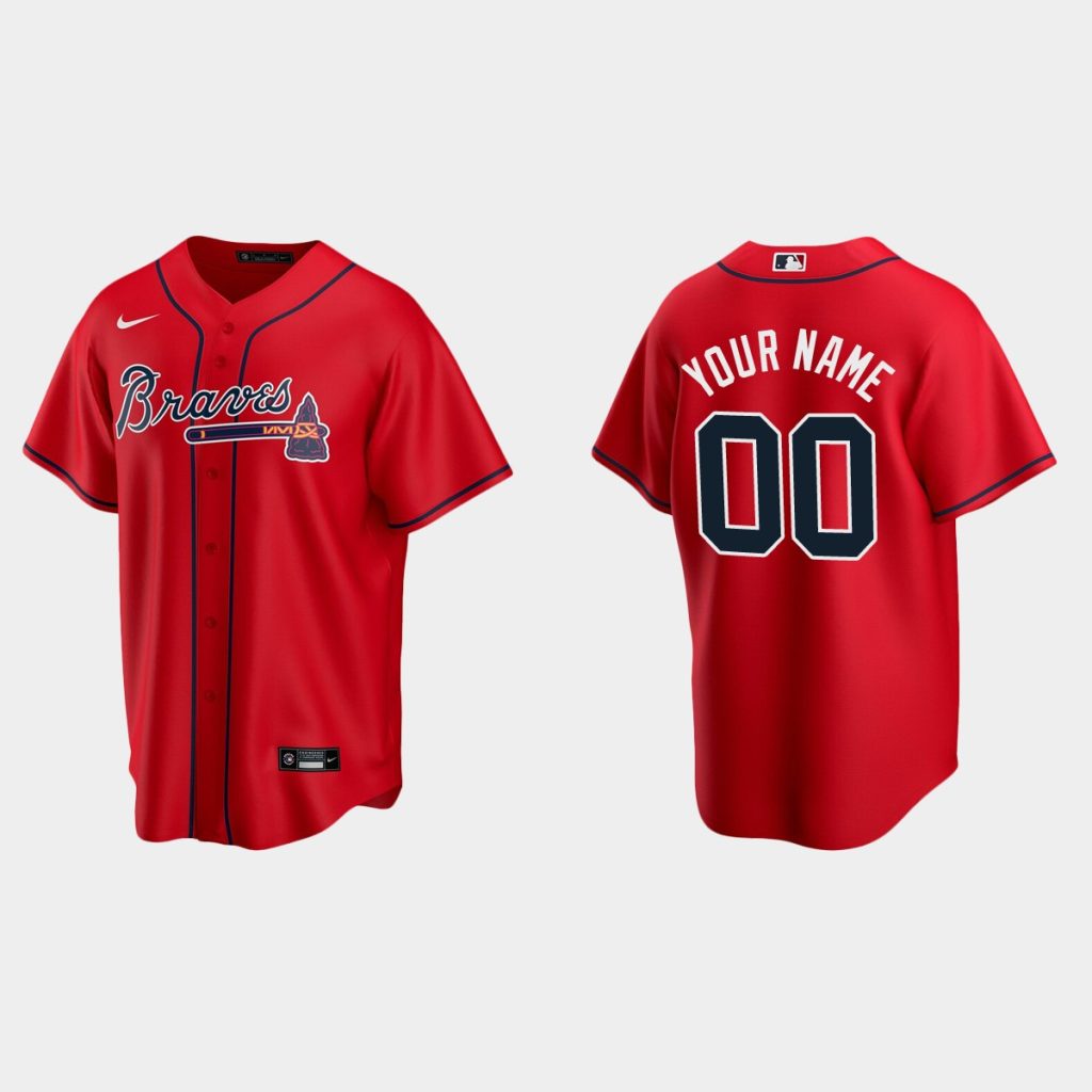 Custom Atlanta Braves Red Cool Base Alternate Jersey - Heretro.com