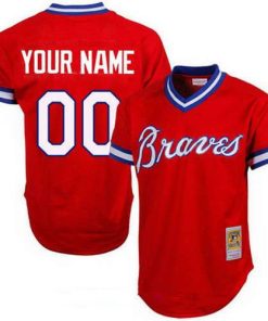 Custom Atlanta Braves Red Mesh Batting Practice Throwback Cooperstown Collection Baseball Jersey
