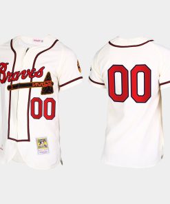 Custom Atlanta Braves Throwback Flex Base Jersey Cream