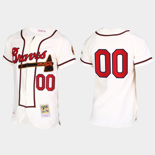 Custom Atlanta Braves Throwback Flex Base Jersey Cream