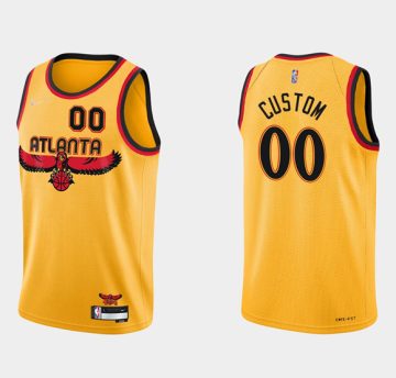 Custom Atlanta Hawks Yellow New 2021 Swingman Throwback Jersey