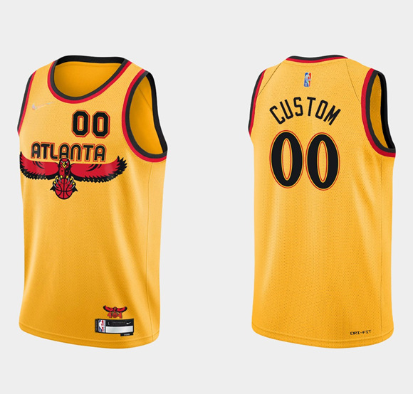 Custom Atlanta Hawks Yellow New 2021 Swingman Throwback Jersey ...