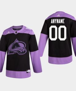 Custom Avalanche Hockey Fights Cancer Practice Black Jersey