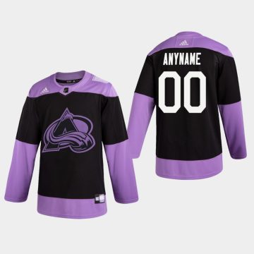 Custom Avalanche Hockey Fights Cancer Practice Black Jersey