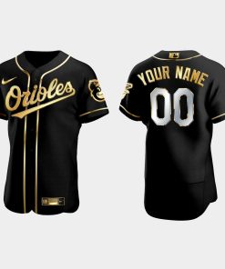 Custom Baltimore Orioles Golden Edition Flex Base Jersey Black