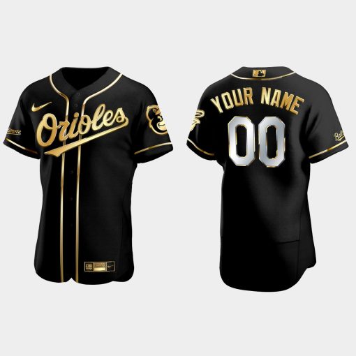 Custom Baltimore Orioles Golden Edition Flex Base Jersey Black