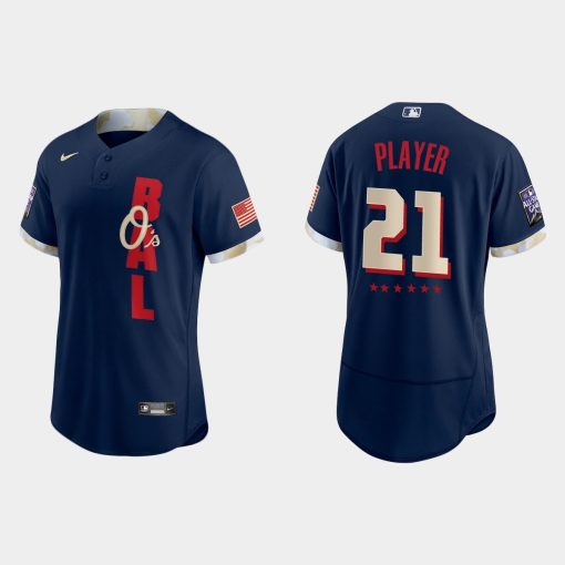 Custom Baltimore Orioles 2021 All-star Game Flex Base Jersey Navy