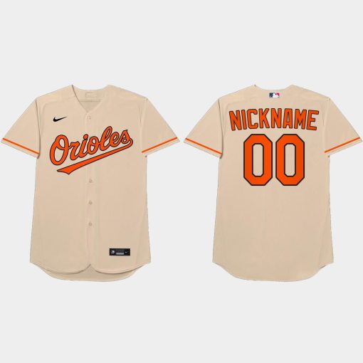 Custom Baltimore Orioles 2021 Players' Weekend Nickname Jersey Cream