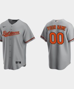 Custom Baltimore Orioles Gray Cool Base Road Jersey