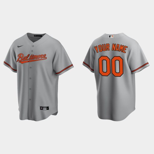 Custom Baltimore Orioles Gray Cool Base Road Jersey