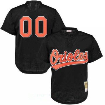 Custom Baltimore Orioles Navy Blue Mesh Batting Practice Throwback Cooperstown Collection Baseball Jersey