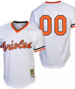 Custom Baltimore Orioles White Mesh Batting Practice Throwback Cooperstown Collection Baseball Jersey