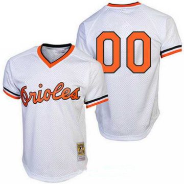 Custom Baltimore Orioles White Mesh Batting Practice Throwback Cooperstown Collection Baseball Jersey