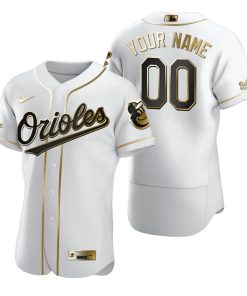 Custom Baltimore Orioles White Flex Base Golden Edition Jersey