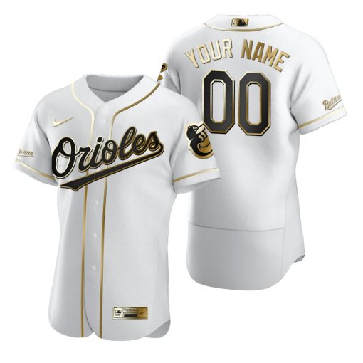 Custom Baltimore Orioles White Flex Base Golden Edition Jersey