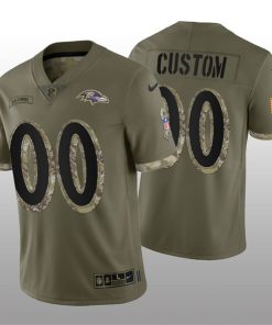 Custom Baltimore Ravens Active Player 2022 Olive Salute To Service Limited Stitched Jersey