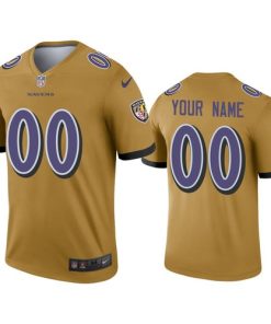 Custom Baltimore Ravens Gold Inverted Legend Jersey