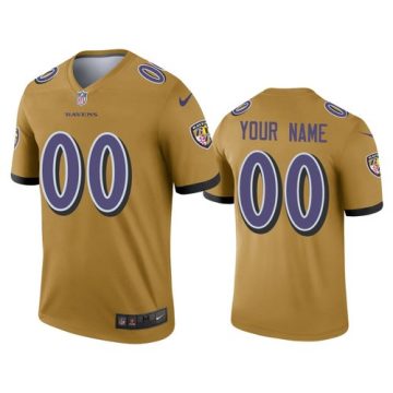 Custom Baltimore Ravens Gold Inverted Legend Jersey