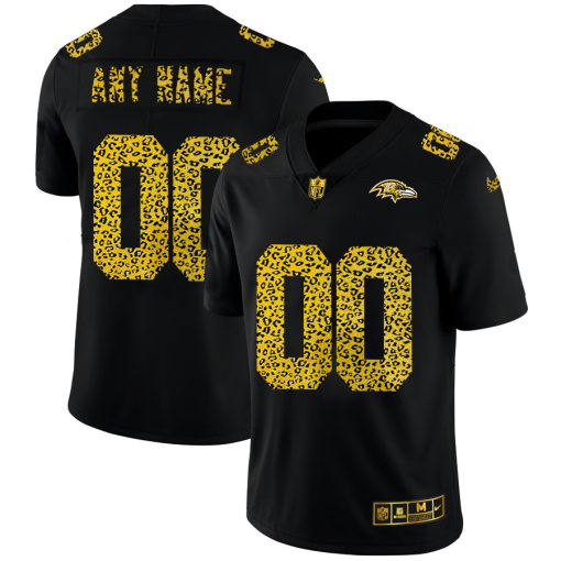 Custom Baltimore Ravens Leopard Print Fashion Vapor Limited Jersey Black