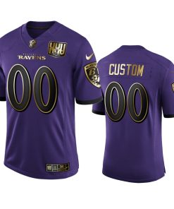 Custom Baltimore Ravens Purple Team 25th Season Golden Limited Jersey
