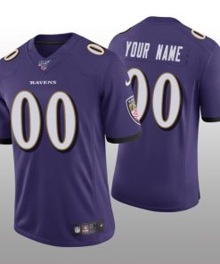 Custom Baltimore Ravens Purple Vapor Limited 100th Season Jersey
