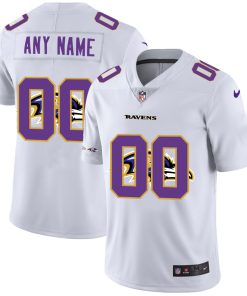 Custom Baltimore Ravens White Team Big Logo Vapor Untouchable Limited Jersey