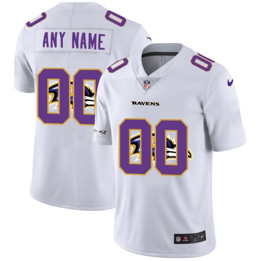 Custom Baltimore Ravens White Team Big Logo Vapor Untouchable Limited Jersey