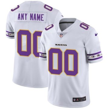 Custom Baltimore Ravens White Team Logo Vapor Limited Jersey