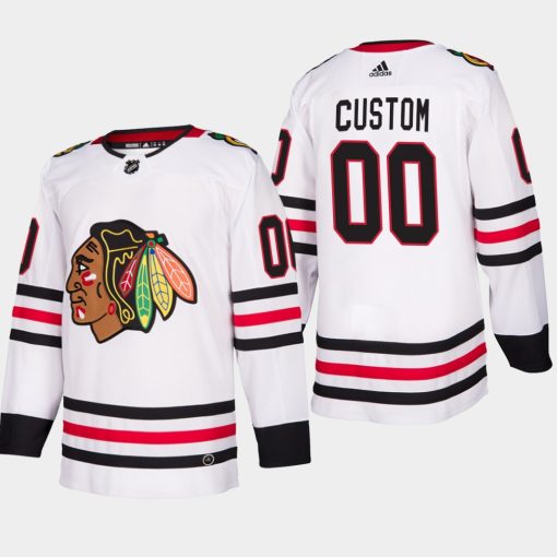 Custom Blackhawks 2019-20 Away White Player Jersey