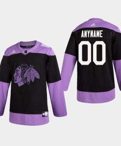 Custom Blackhawks Hockey Fights Cancer Practice Black Jersey