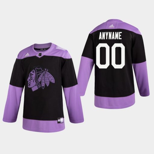 Custom Blackhawks Hockey Fights Cancer Practice Black Jersey