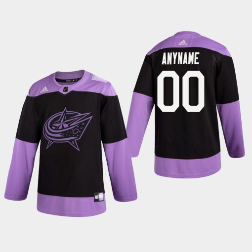 Custom Blue Jackets Hockey Fights Cancer Practice Black Jersey