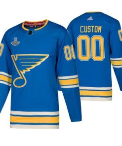 Custom Blues Blue Alternate 2019 Stanley Cup Champions Jersey